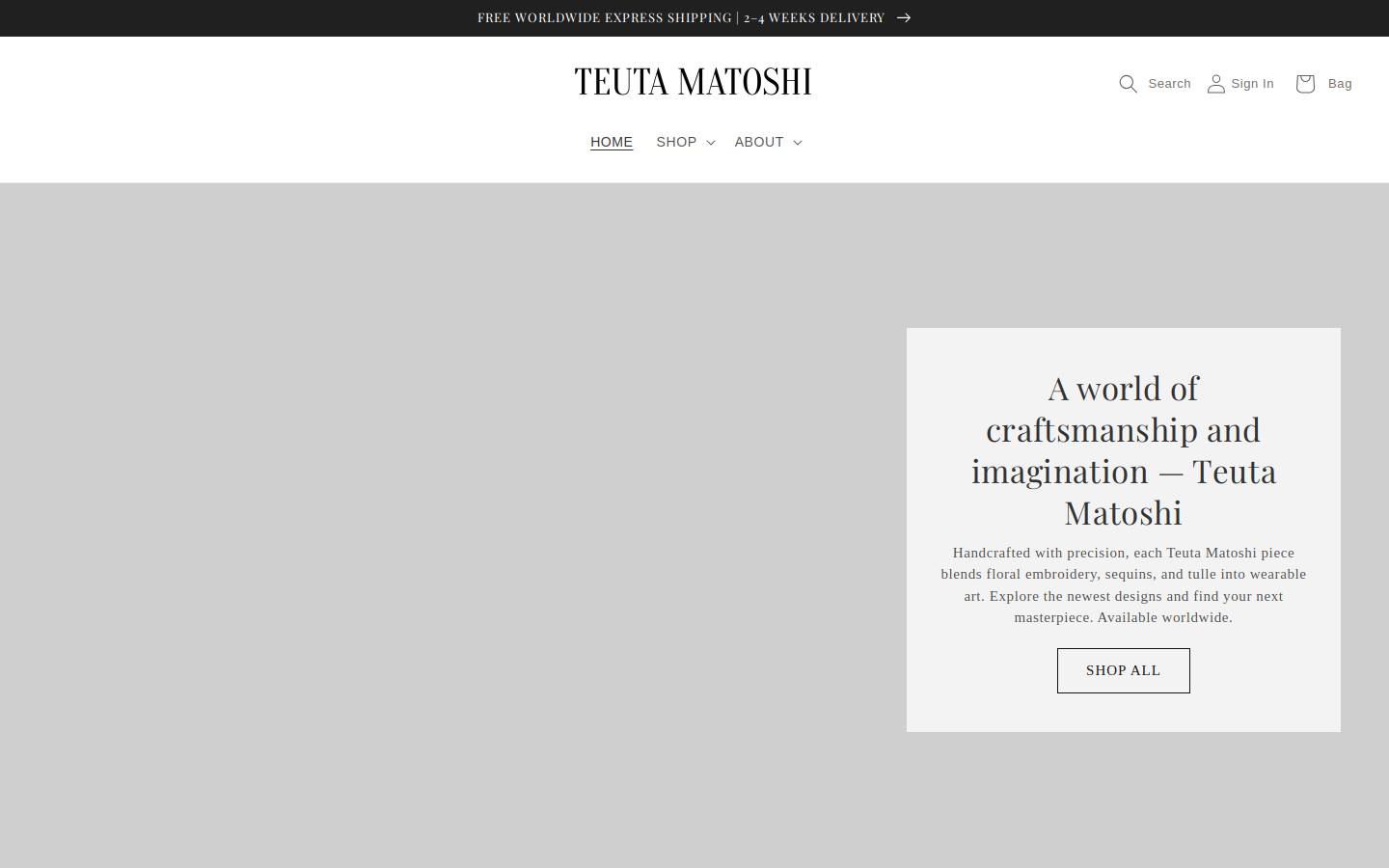 Teuta Matoshi homepage screenshot