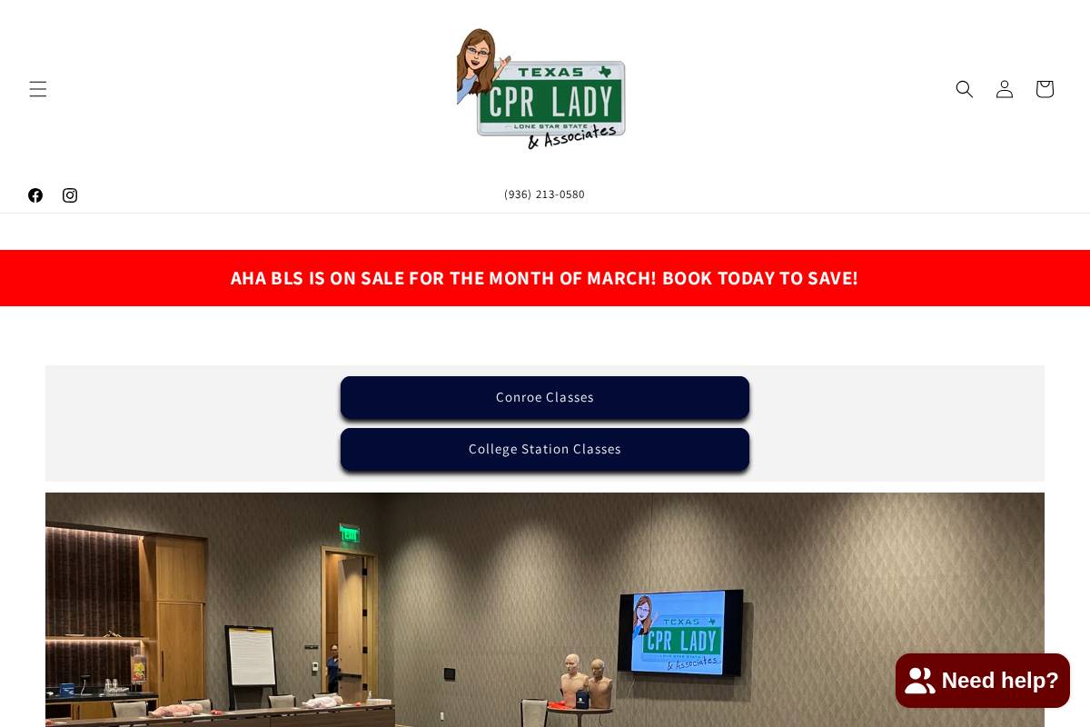 texascprlady.com homepage screenshot