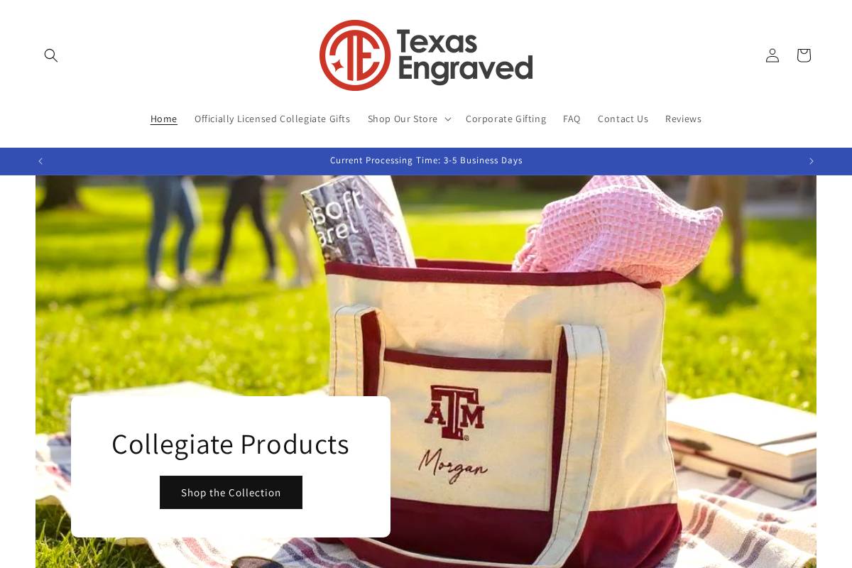 texasengraved.com homepage screenshot