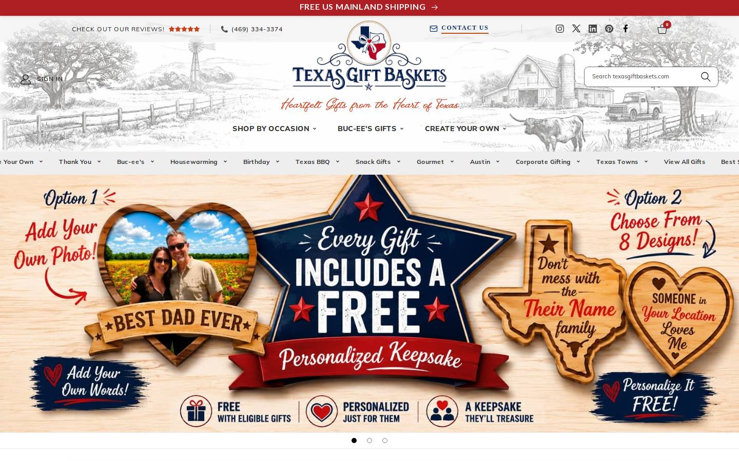 texasgiftbaskets.com homepage screenshot