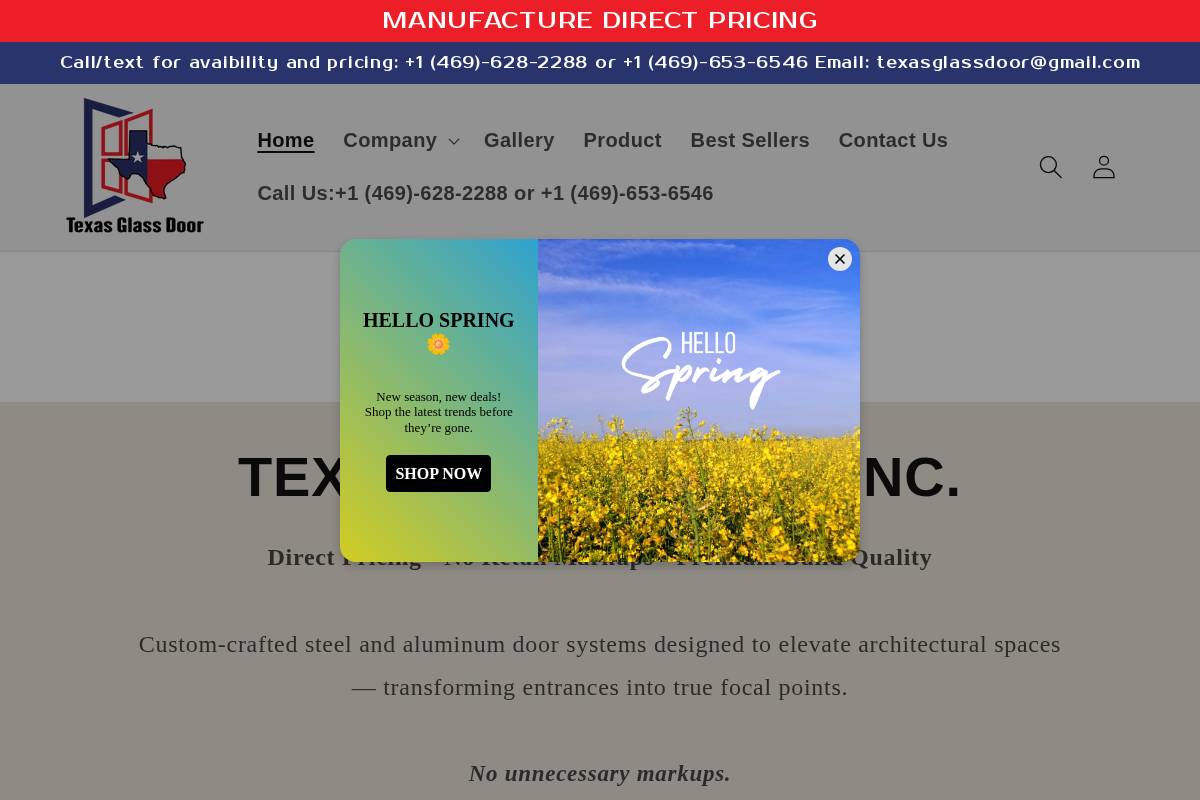 texasglassdoor.com homepage screenshot