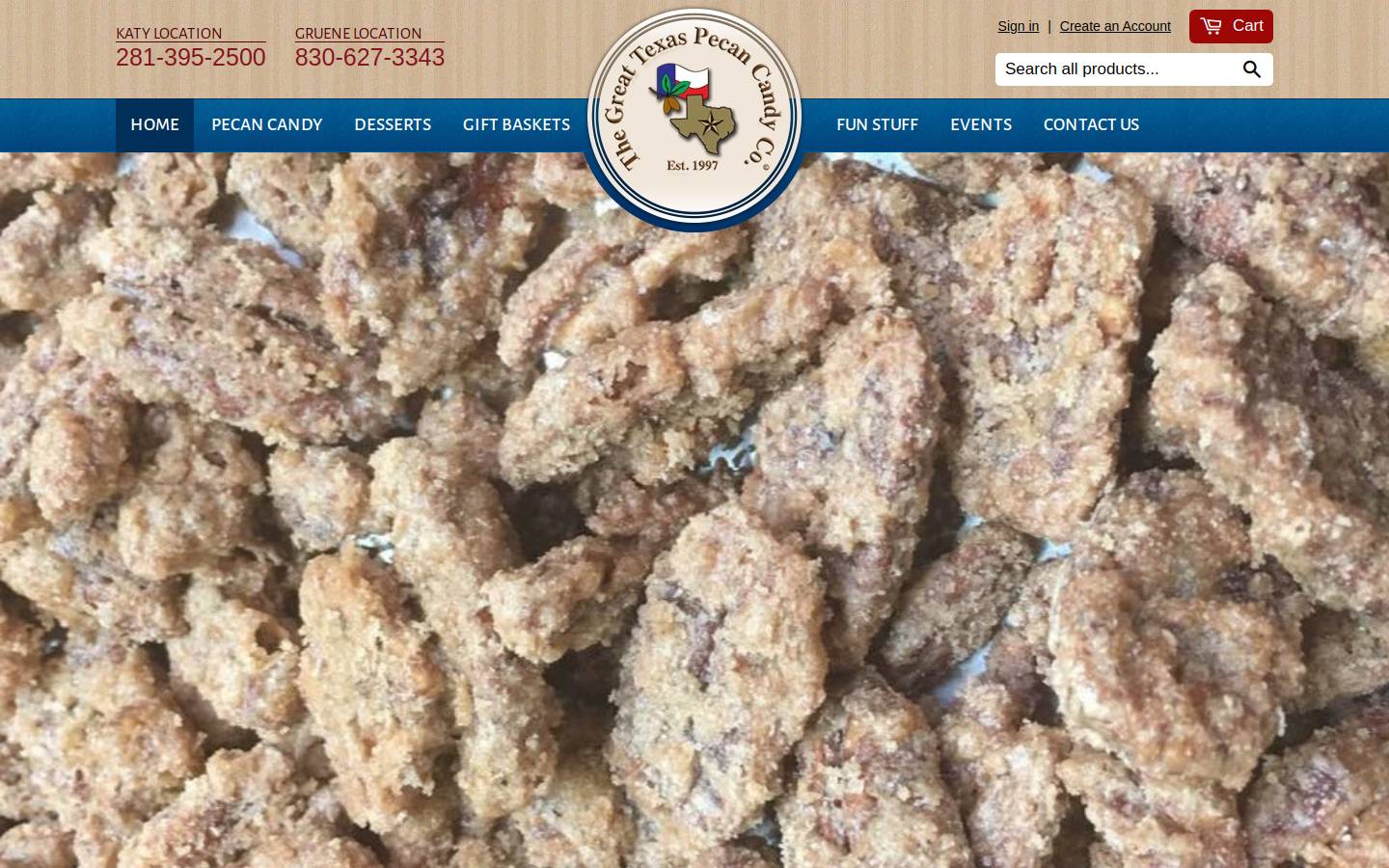 texaspecancandy.com homepage screenshot