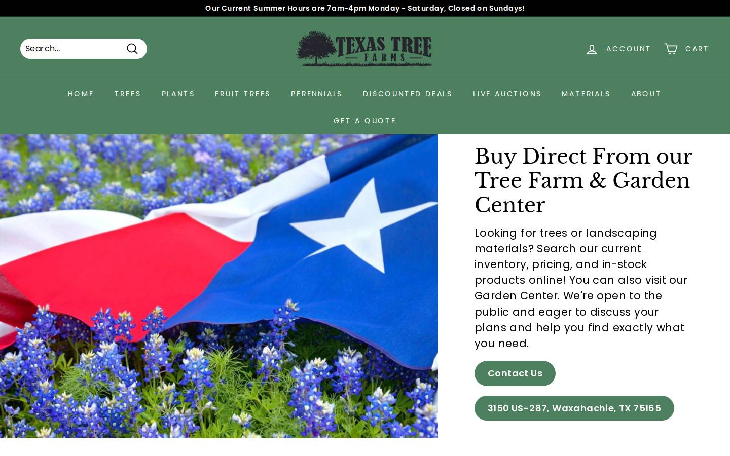texastreefarms.com homepage screenshot