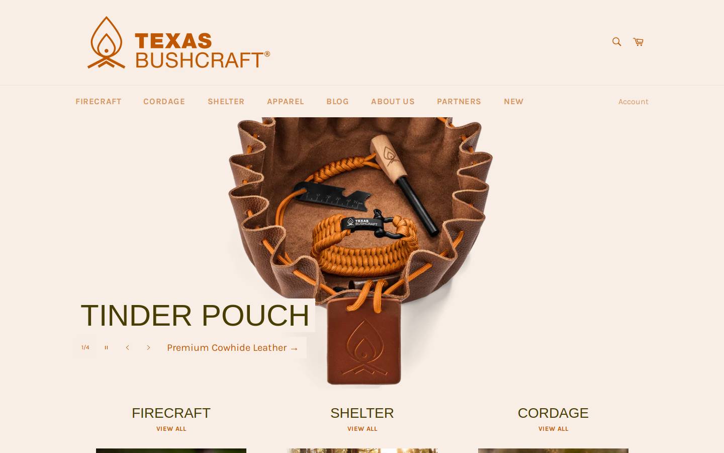 texbushcraft.com homepage screenshot