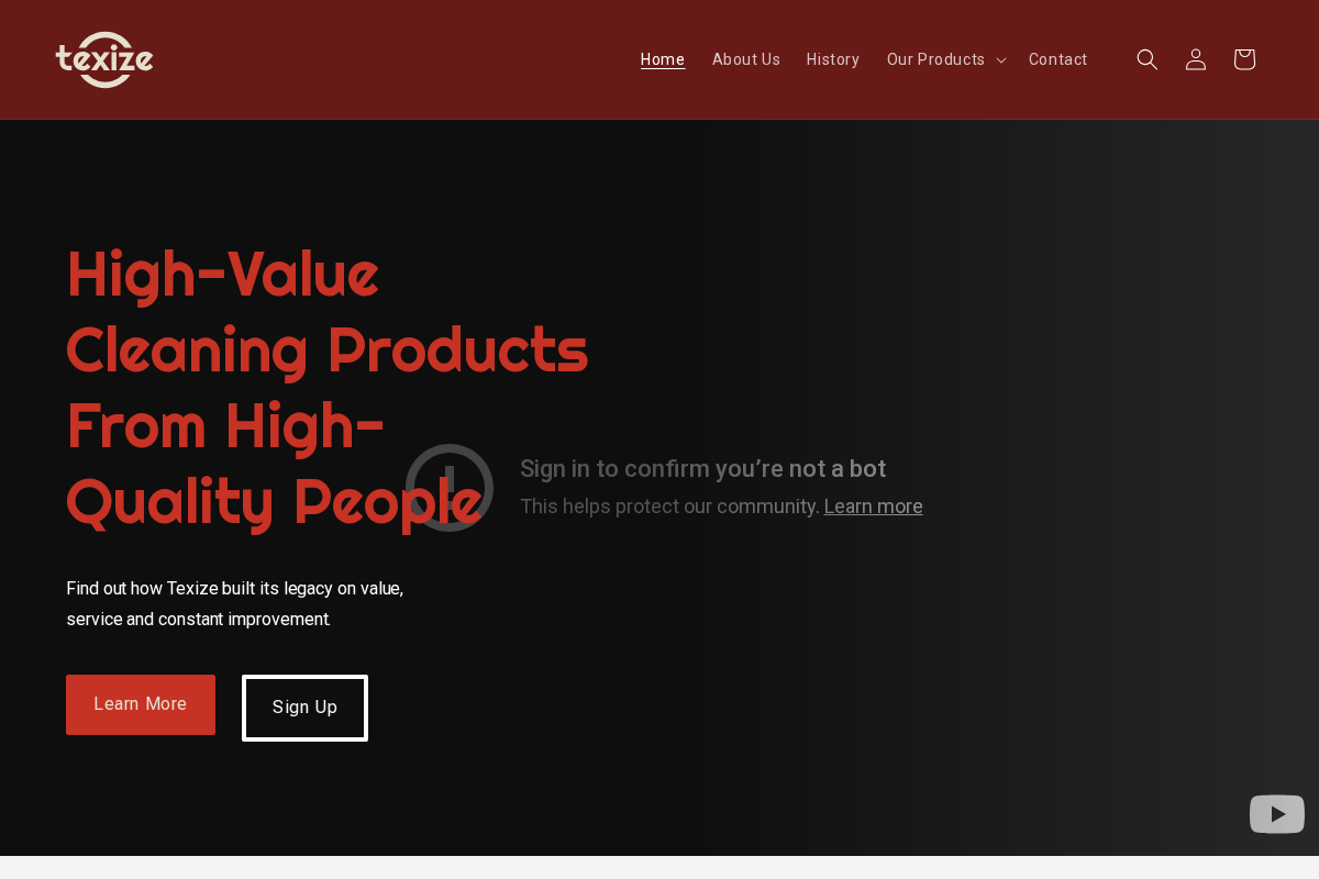 Texize homepage screenshot