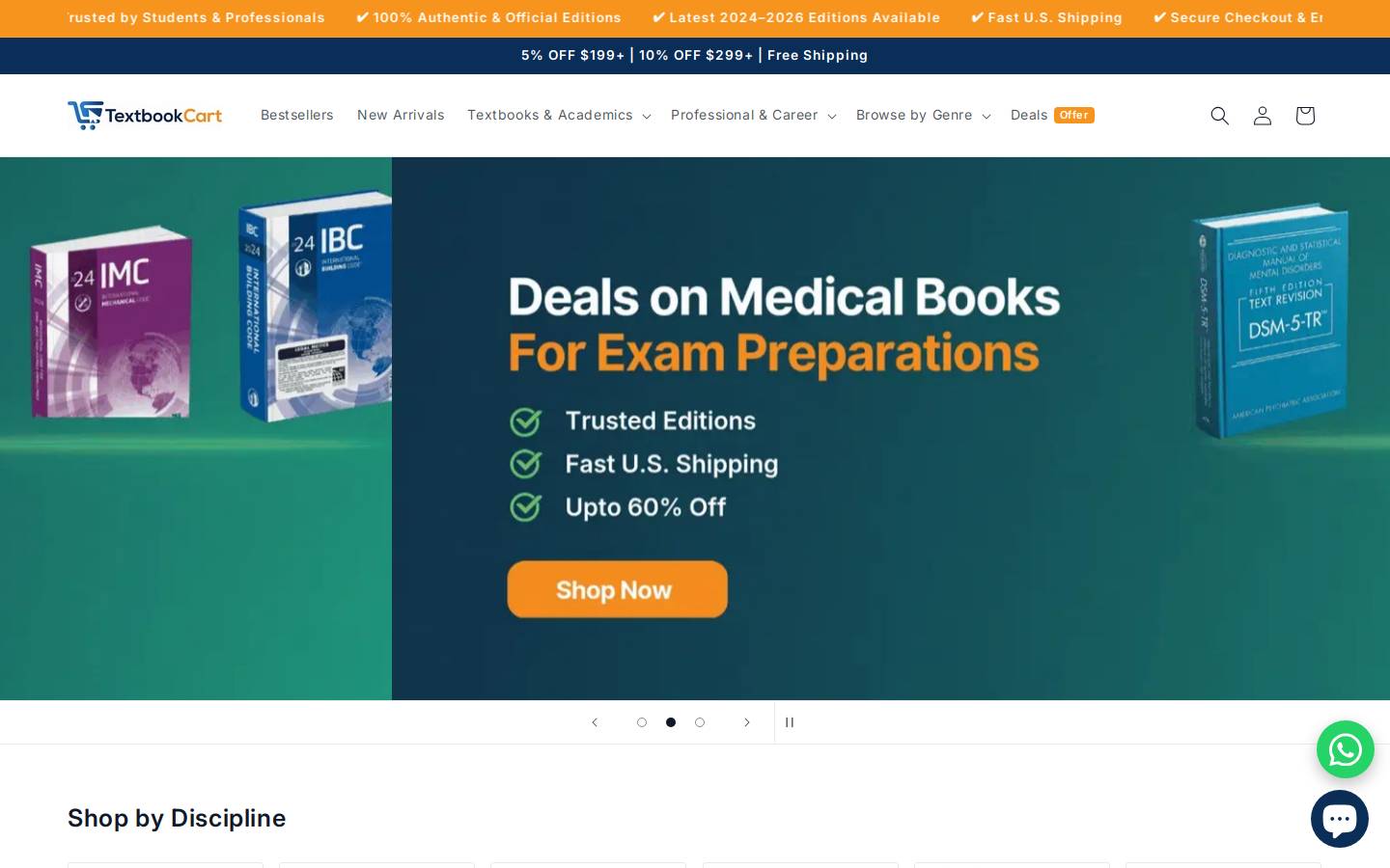 Textbookcart homepage screenshot