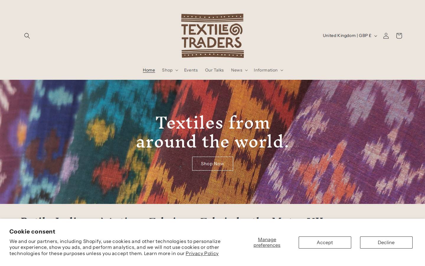 textiletraders.co.uk homepage screenshot