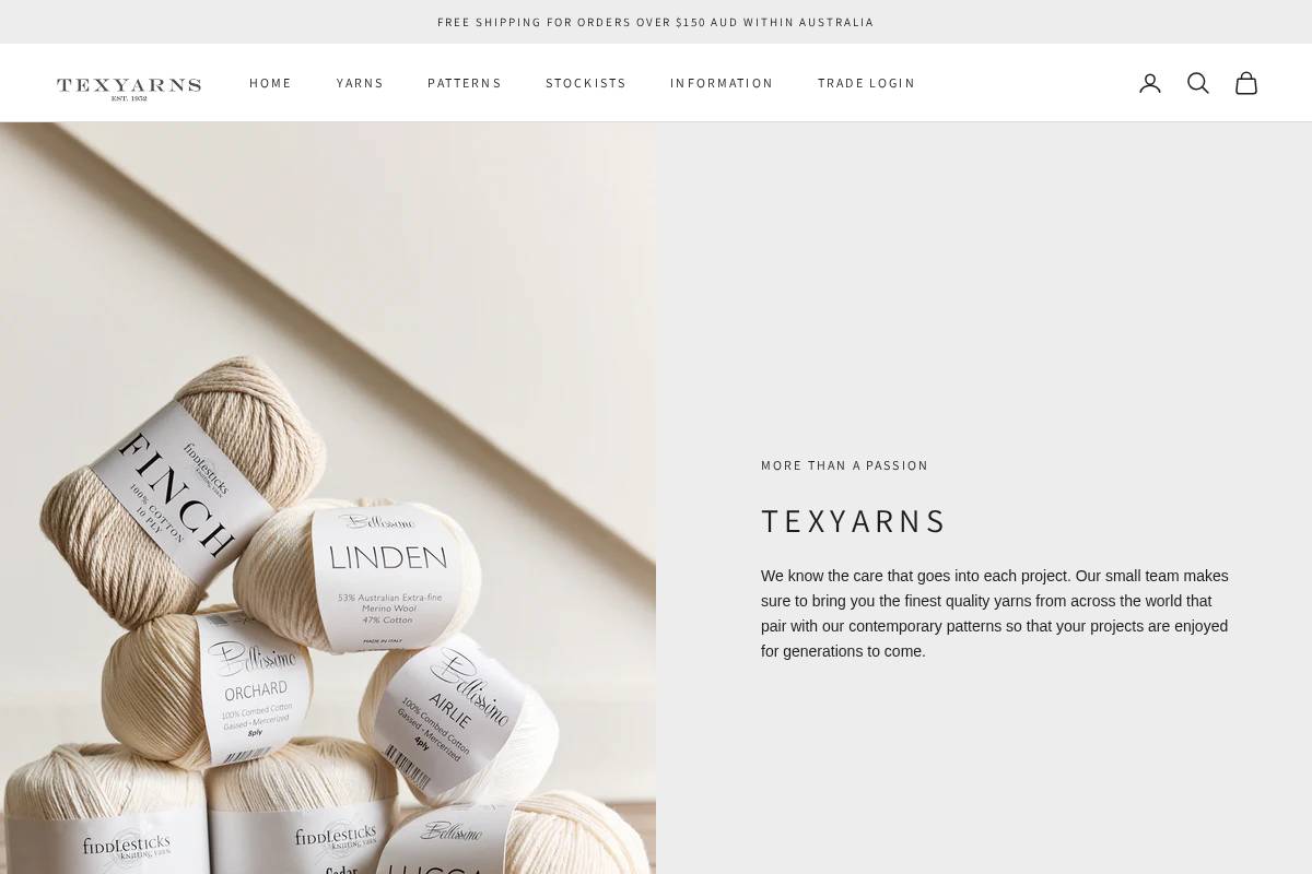 texyarns.com homepage screenshot