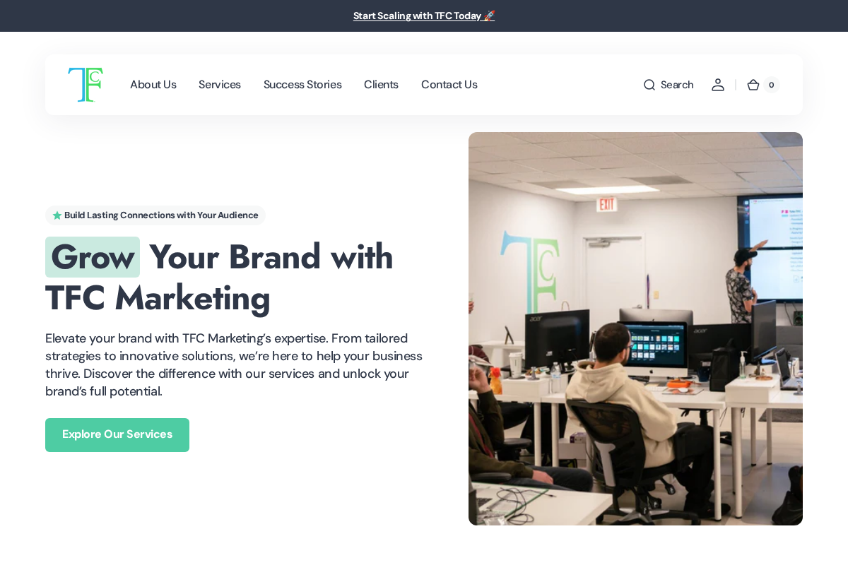 TF Cornerstone homepage screenshot
