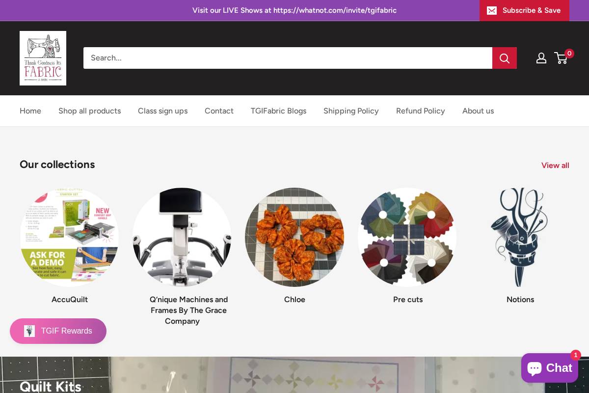 tgifabricstore.com homepage screenshot