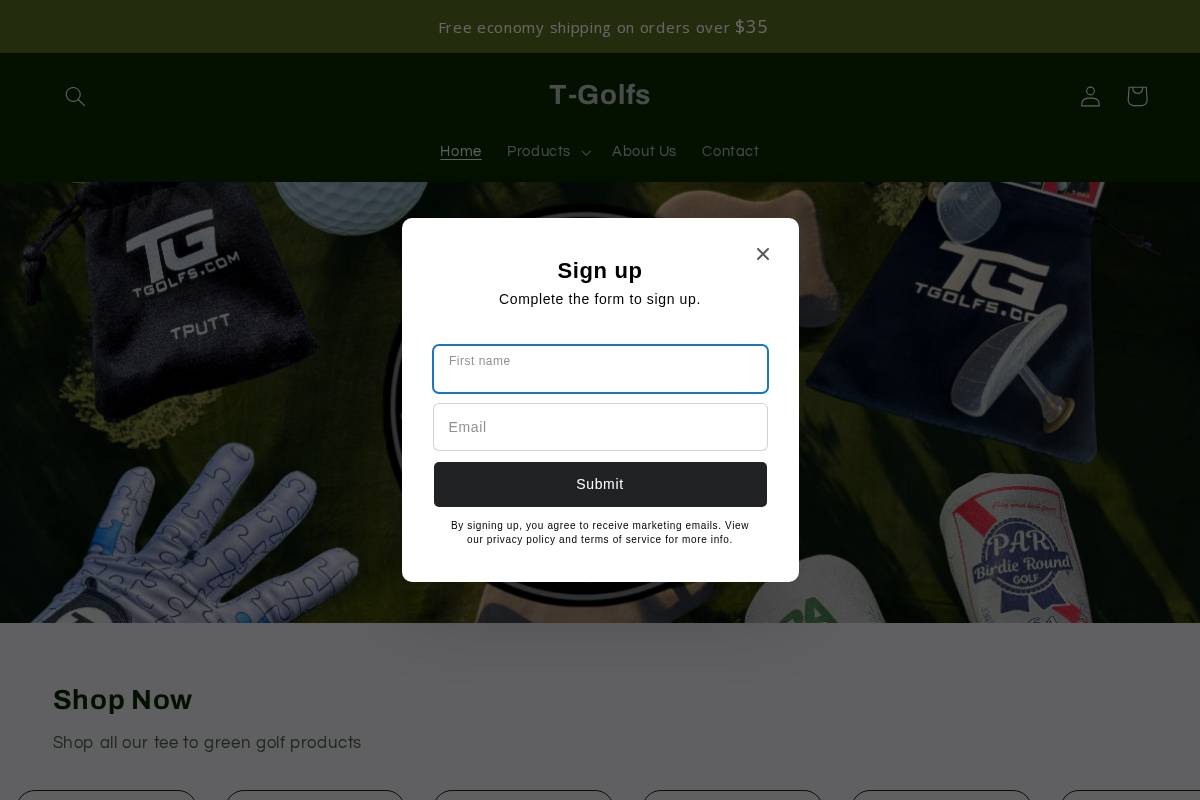 tgolfs.com homepage screenshot