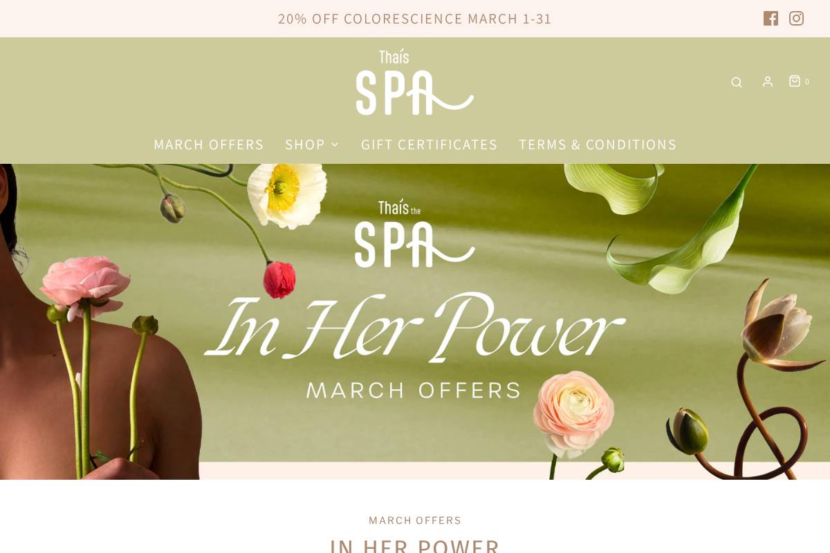 thaisthespa.com homepage screenshot