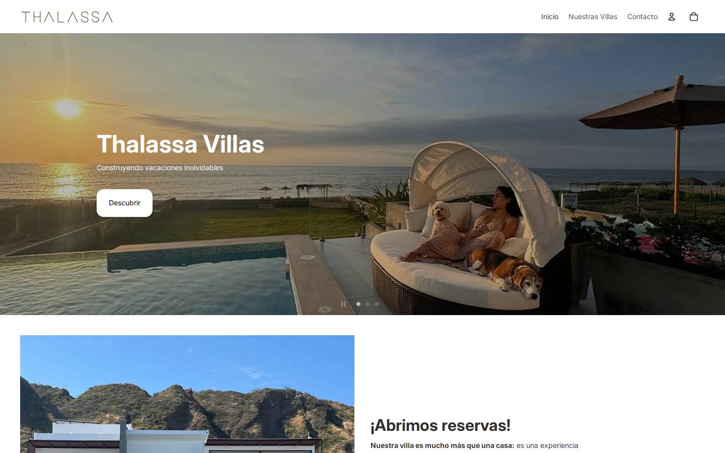 thalassavillas.com homepage screenshot