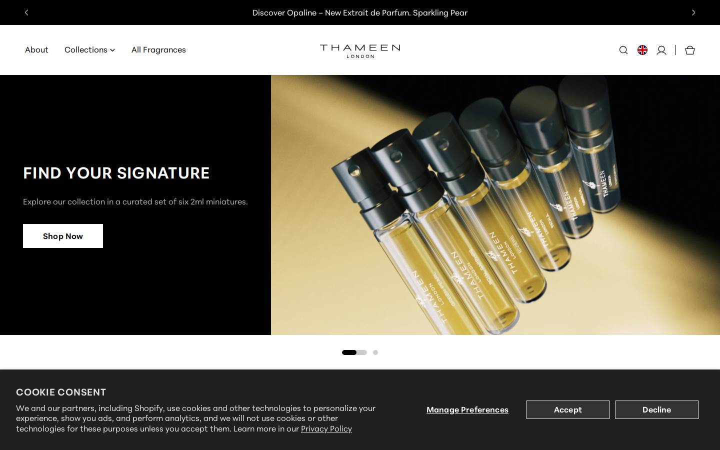 thameenfragrance.com homepage screenshot