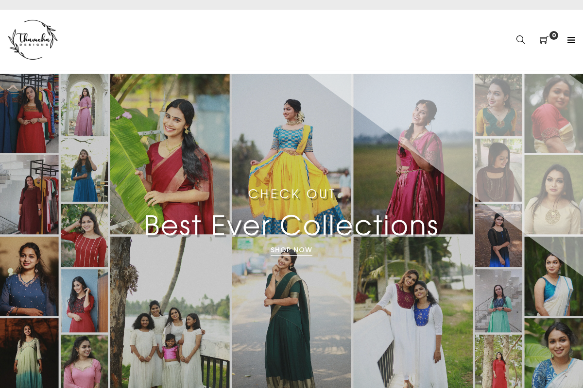 Thameha Designs homepage screenshot