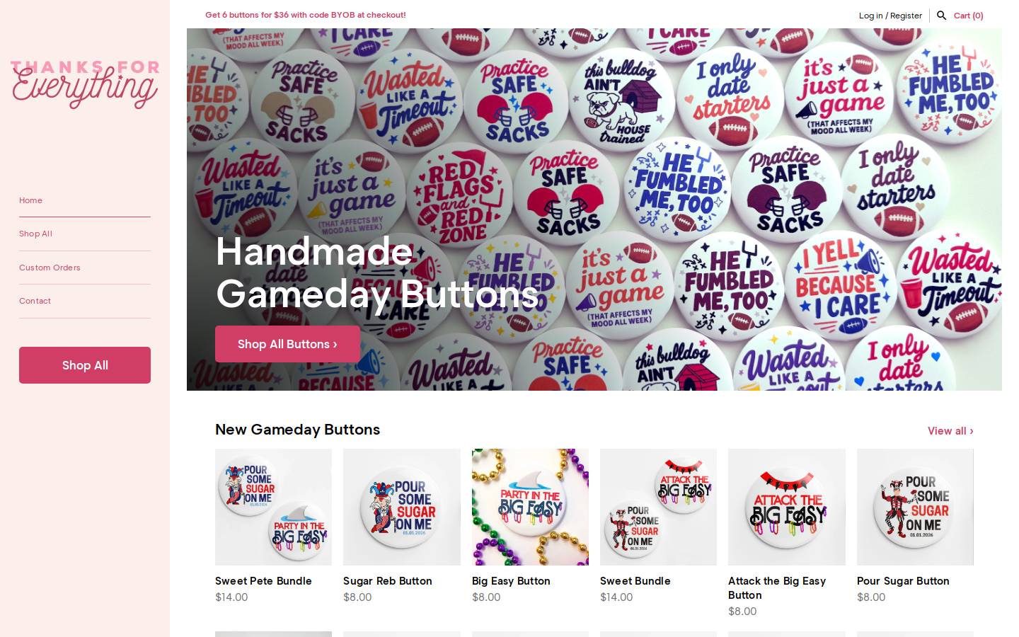 thanksforeverything.shop homepage screenshot