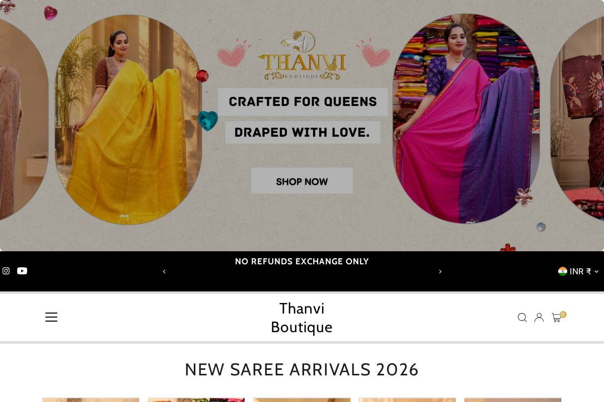 thanviboutique.com homepage screenshot