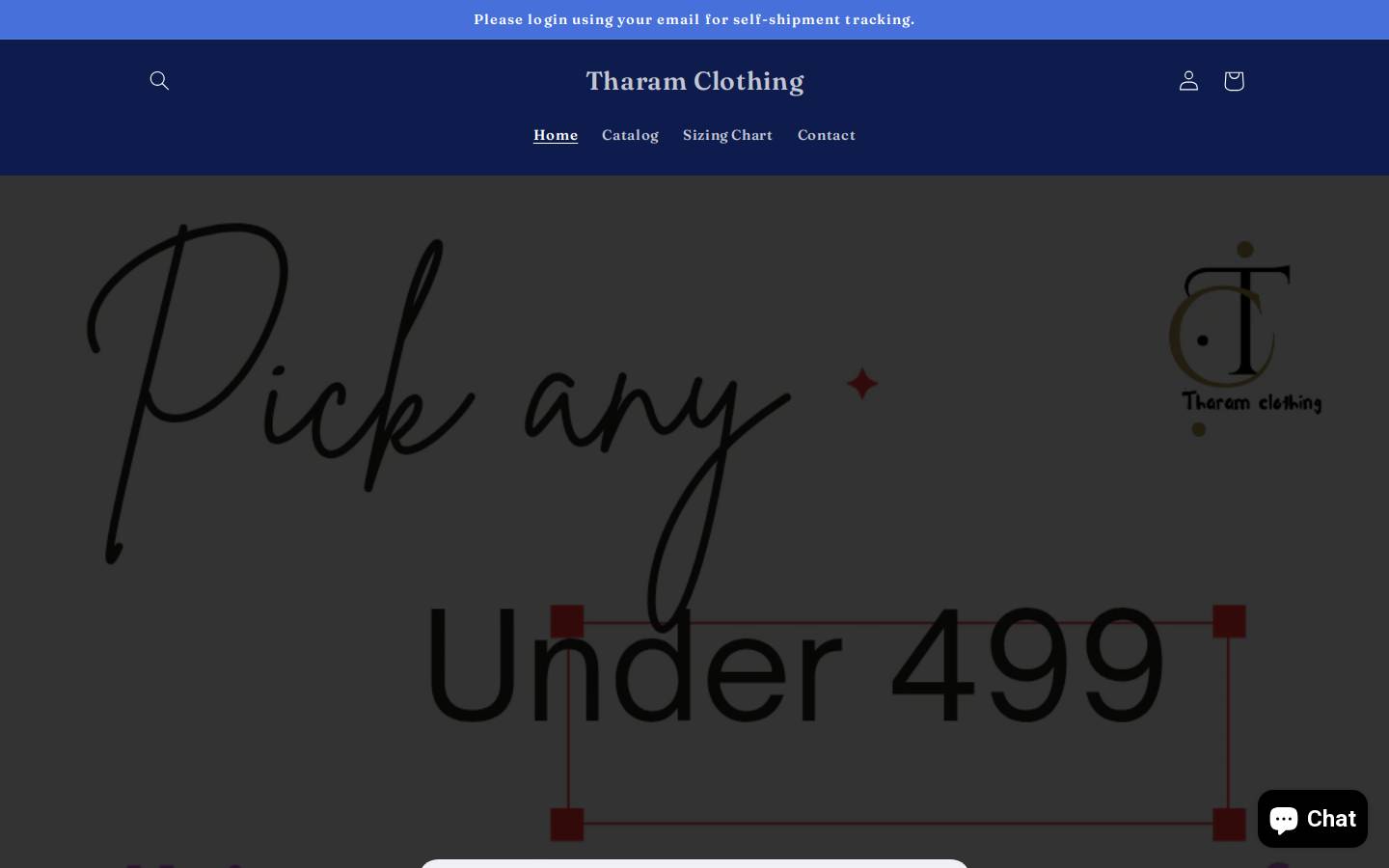 tharamclothing.com homepage screenshot
