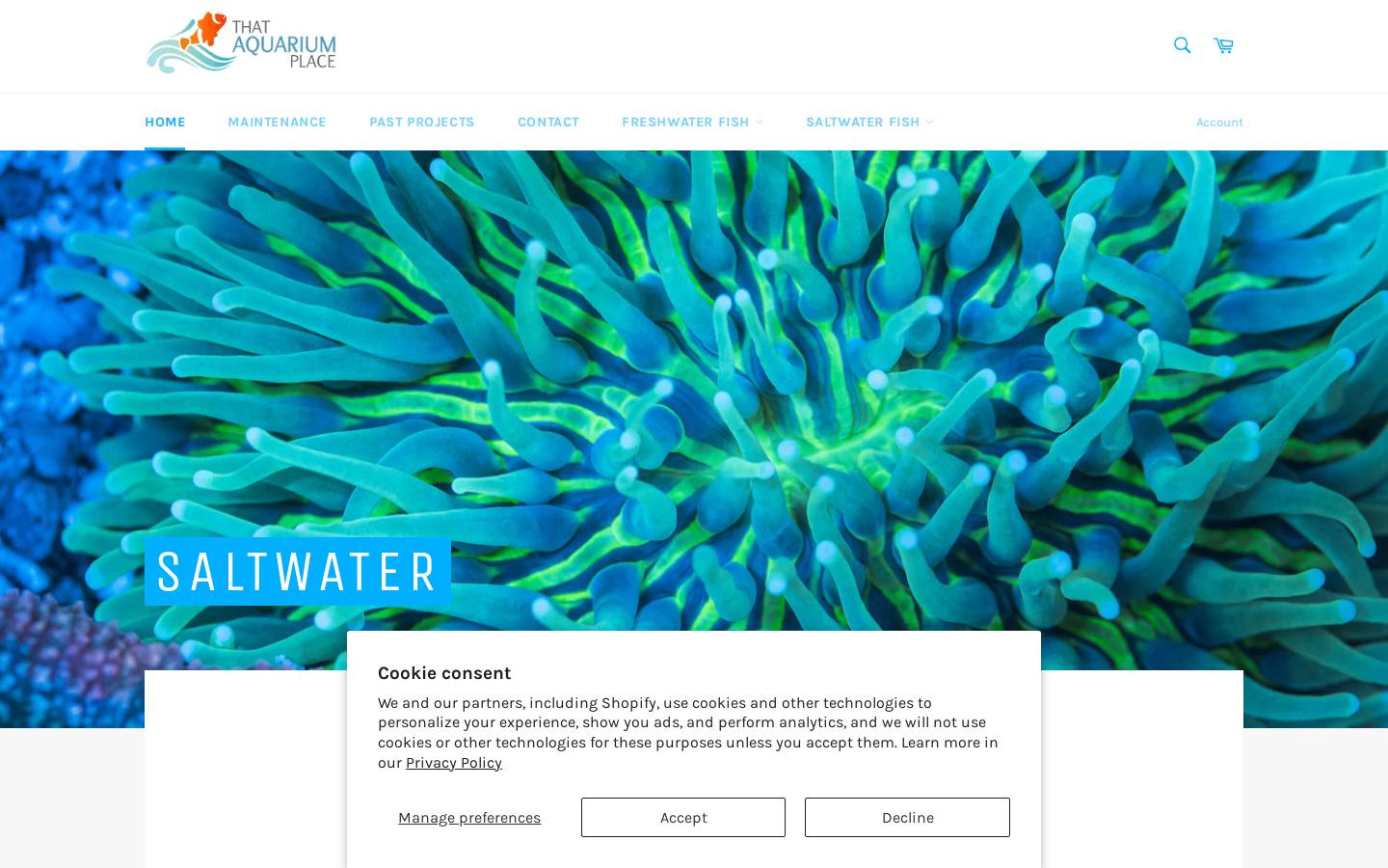 thataquariumplace.com homepage screenshot