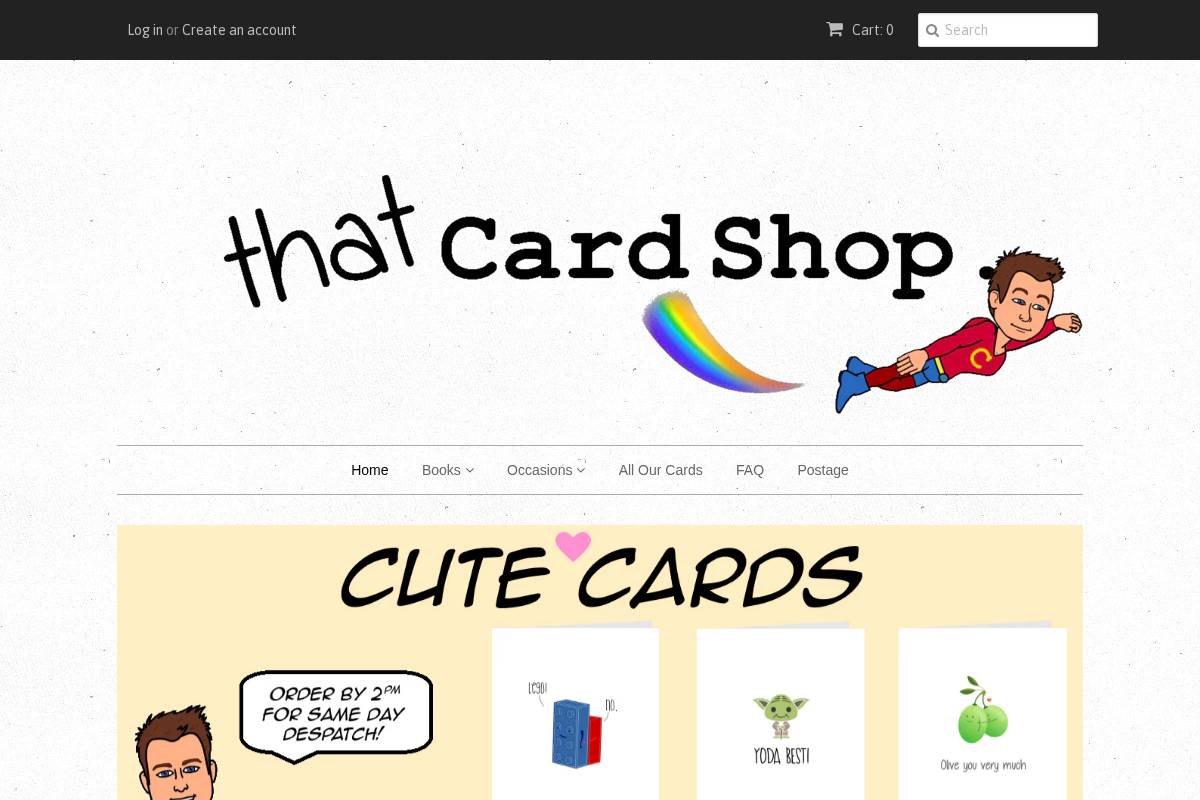thatcardshop.co.uk homepage screenshot
