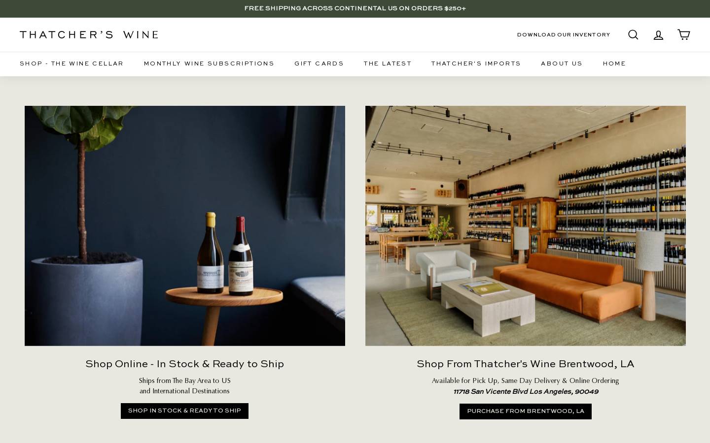 thatcherswine.com homepage screenshot