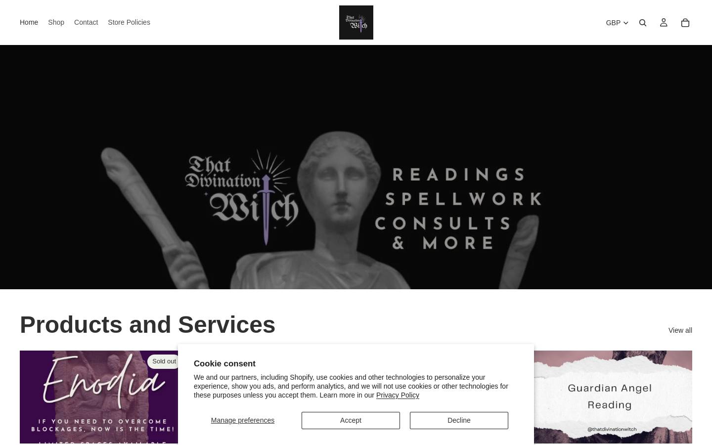 thatdivinationwitch.com homepage screenshot