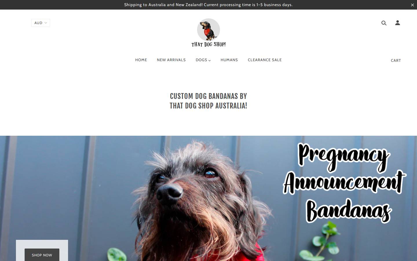 thatdogshop.com.au homepage screenshot