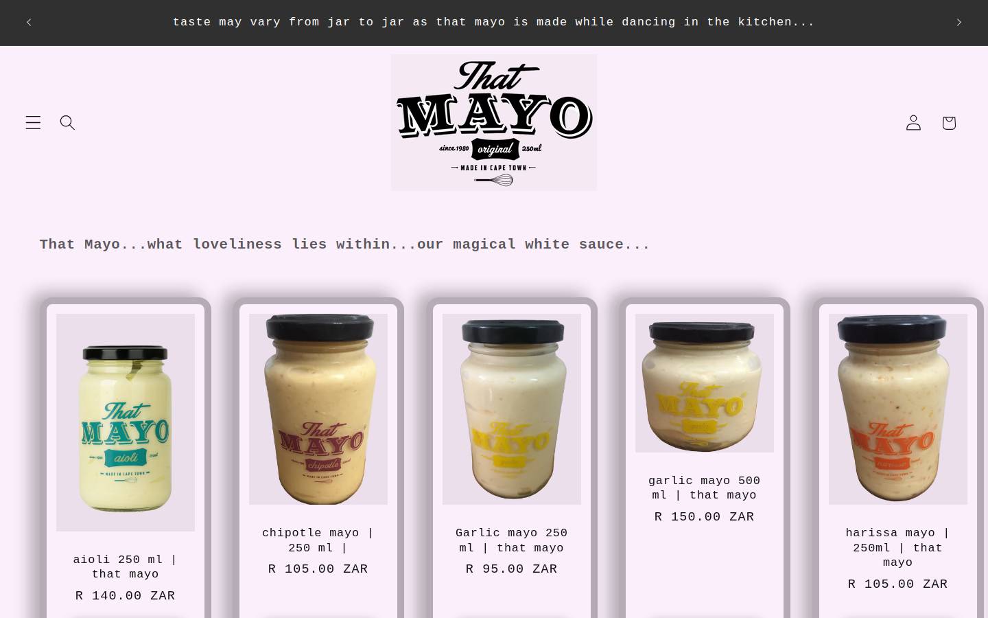 thatmayo.co.za homepage screenshot