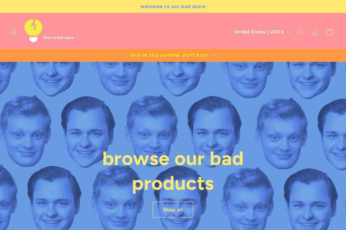 thatsabadstore.com homepage screenshot