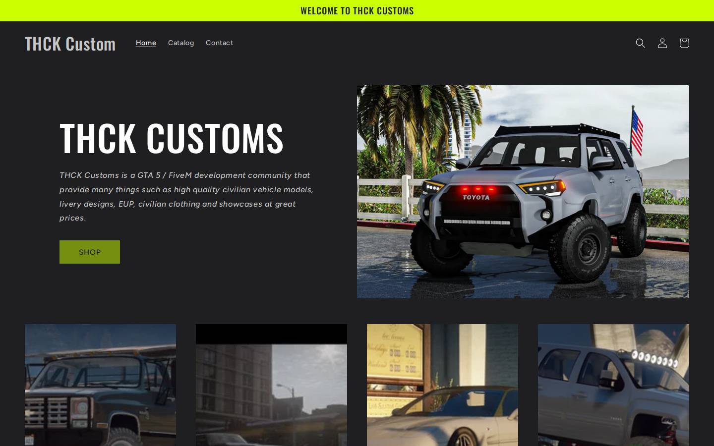 thckcustoms.com homepage screenshot
