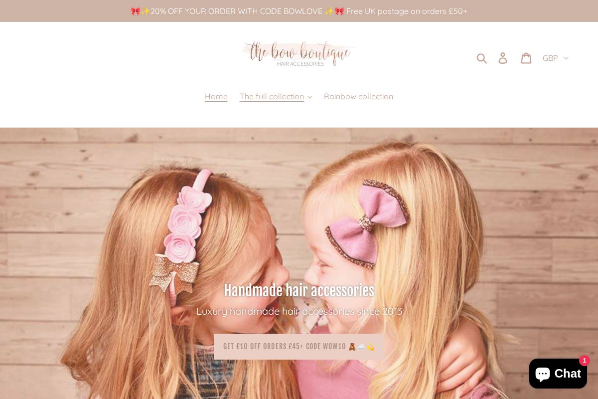 the-bow-boutique.co.uk homepage screenshot