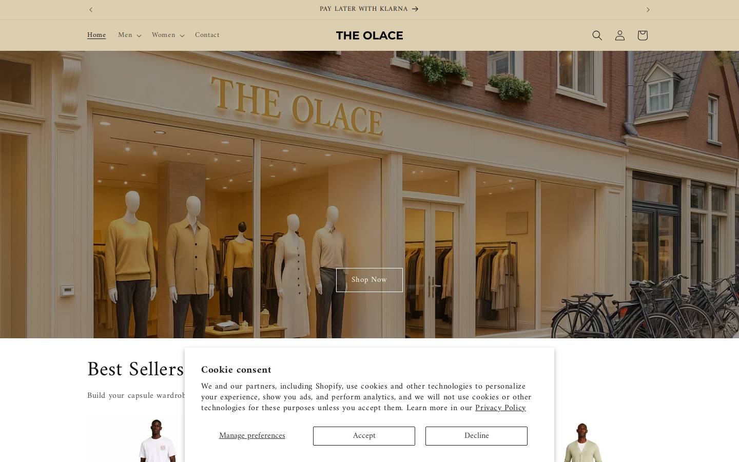 The Olace homepage screenshot