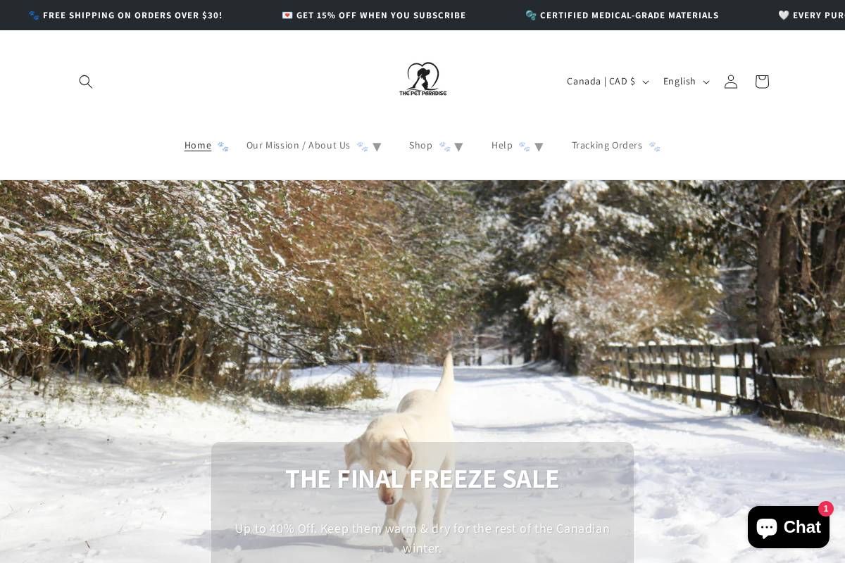 the-pet-paradise.com homepage screenshot