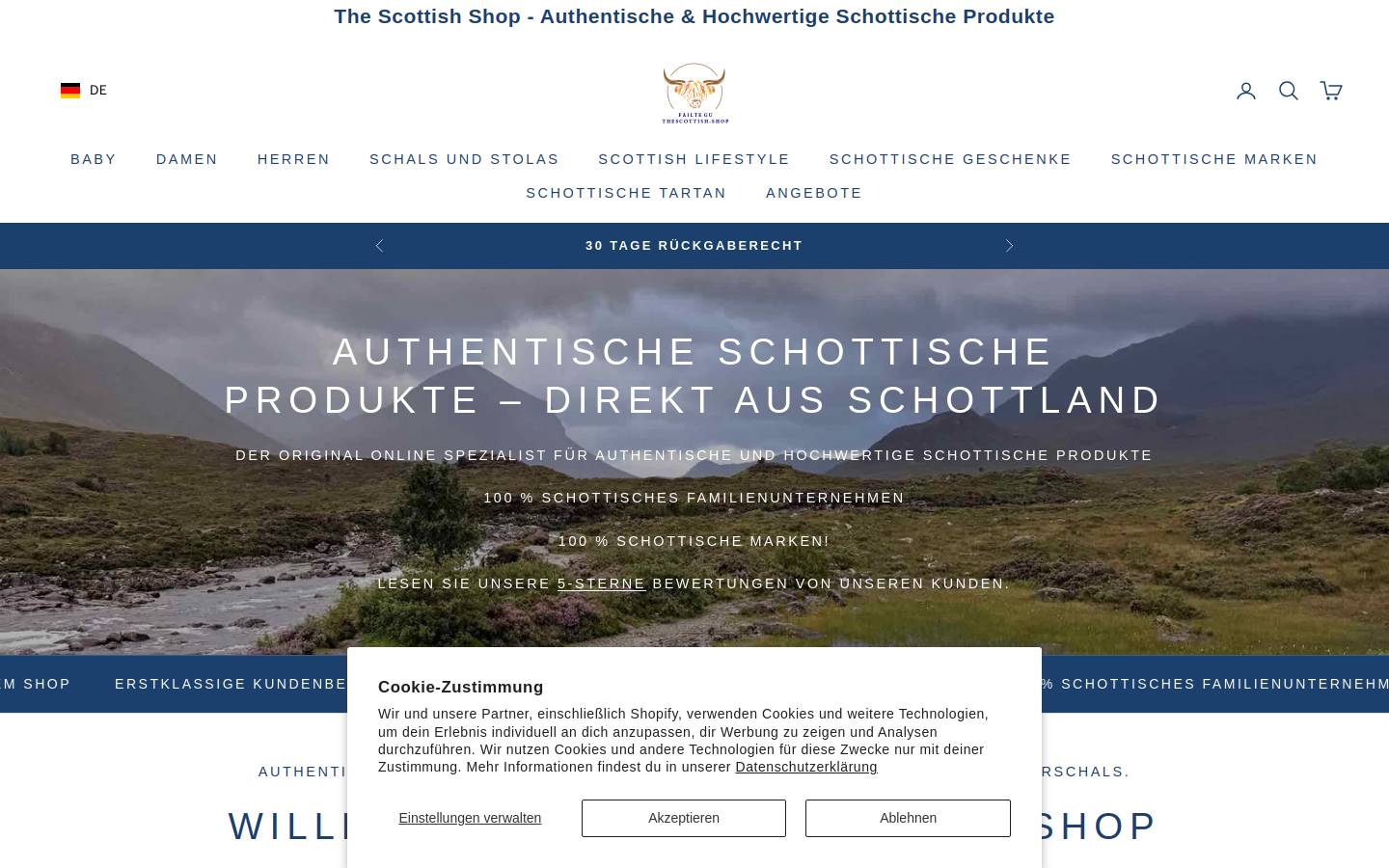 the-scottish-shop.de homepage screenshot