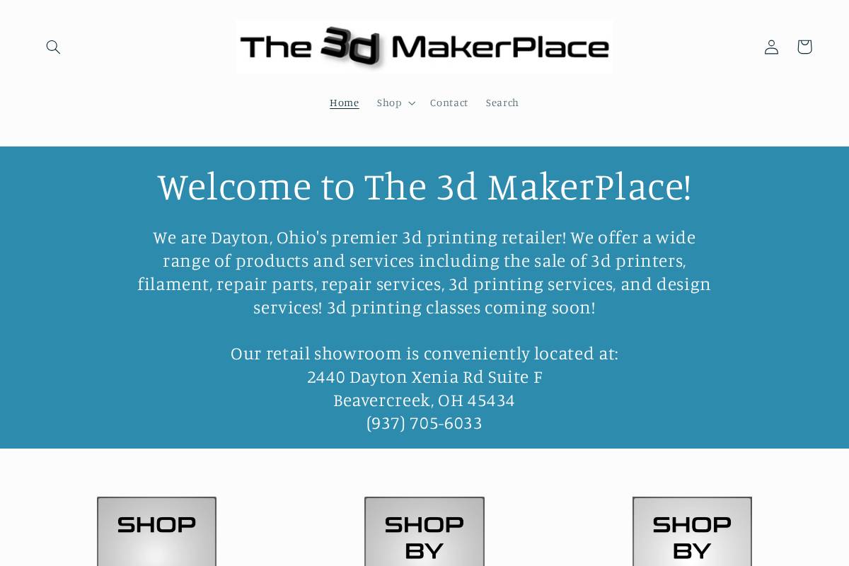 the3dmakerplace.com homepage screenshot