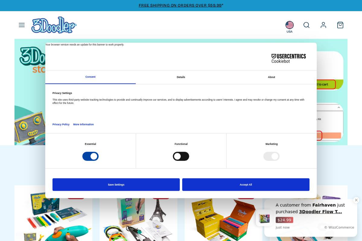 3Doodler homepage screenshot
