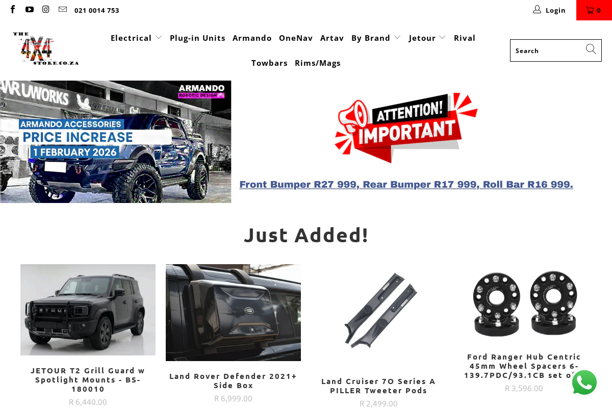the4x4store.co.za homepage screenshot
