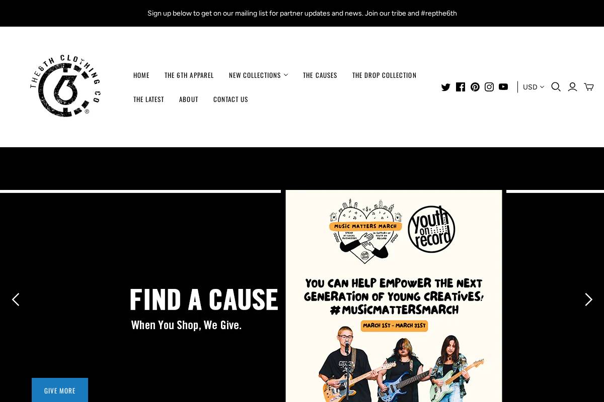 the6thclothingco.com homepage screenshot