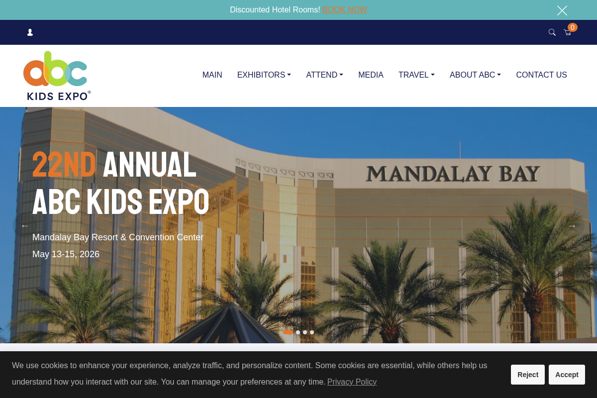 ABC Kids Expo homepage screenshot