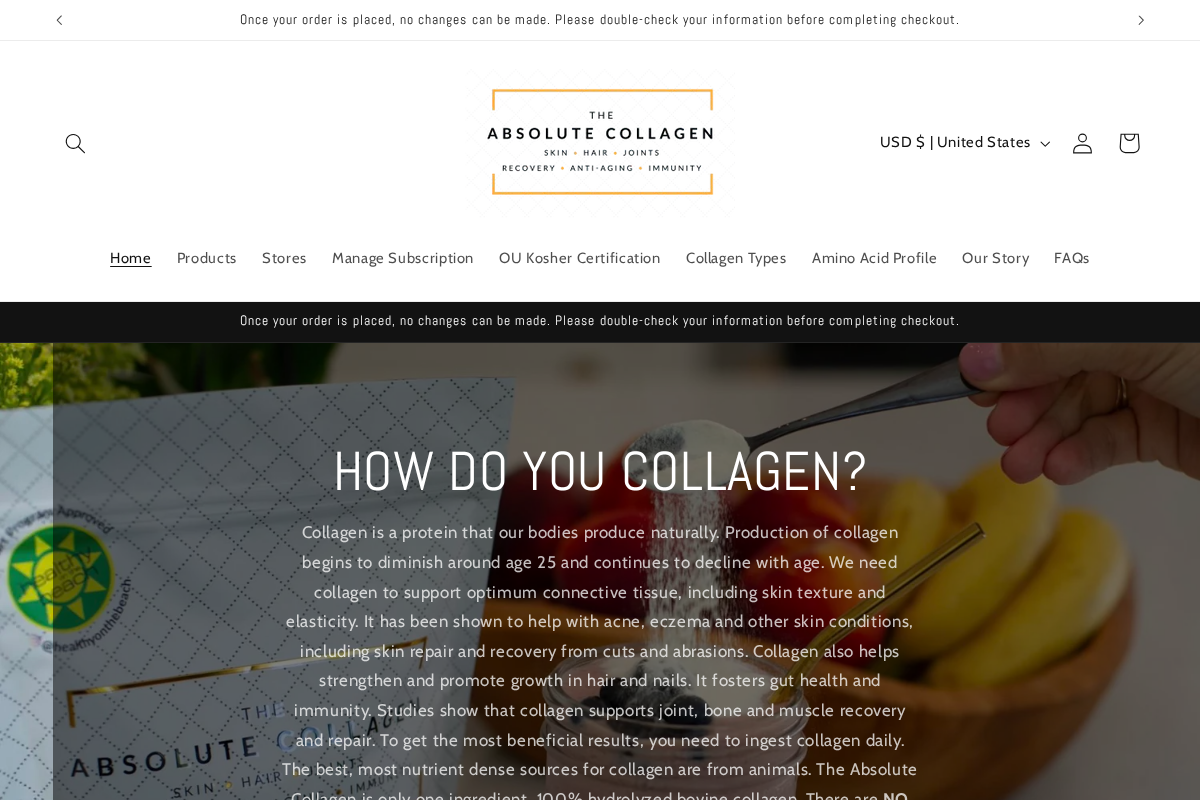 theabsolutecollagen.com homepage screenshot