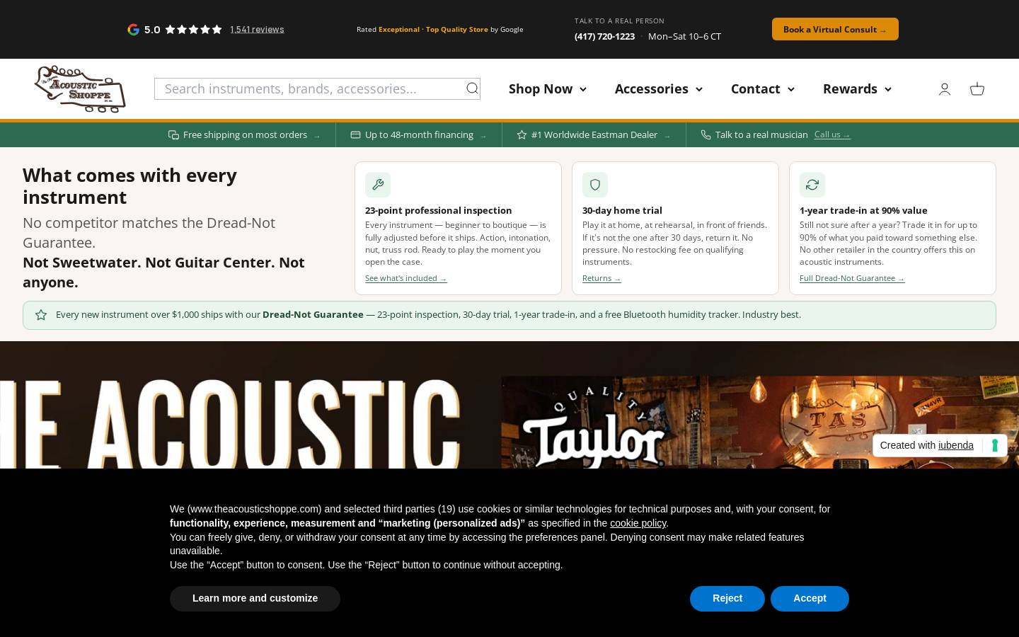 theacousticshoppe.com homepage screenshot