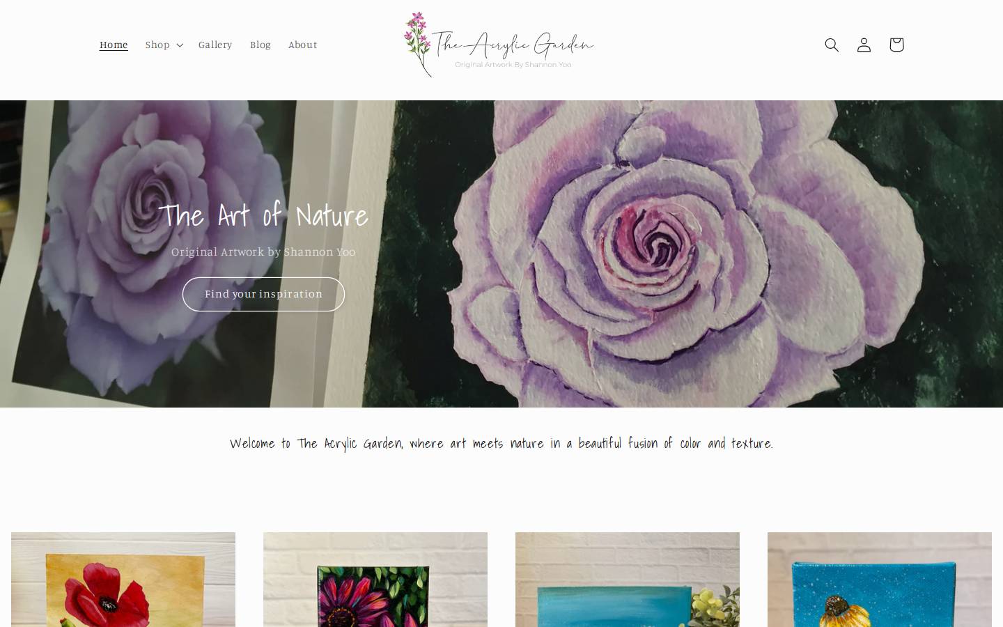 theacrylicgarden.com homepage screenshot