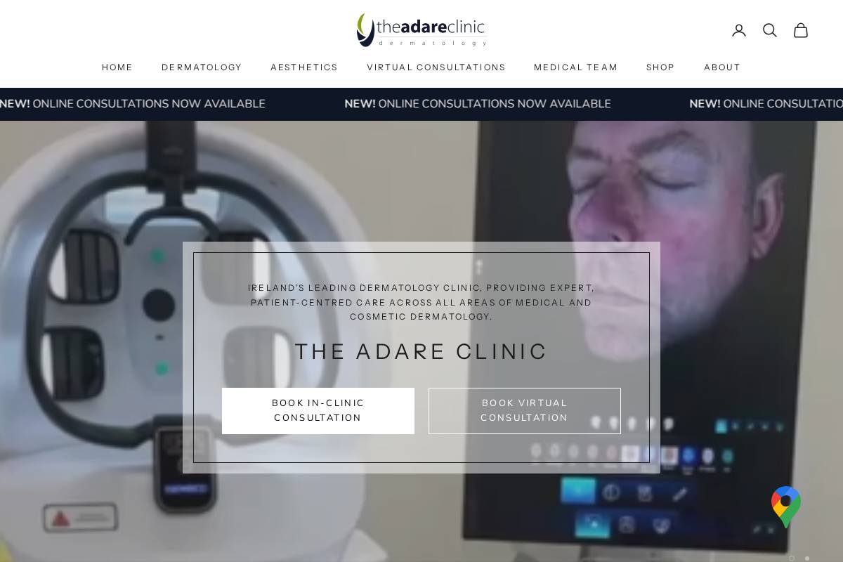 theadareclinic.ie homepage screenshot