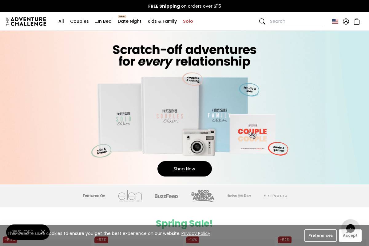 The Adventure Challenge homepage screenshot