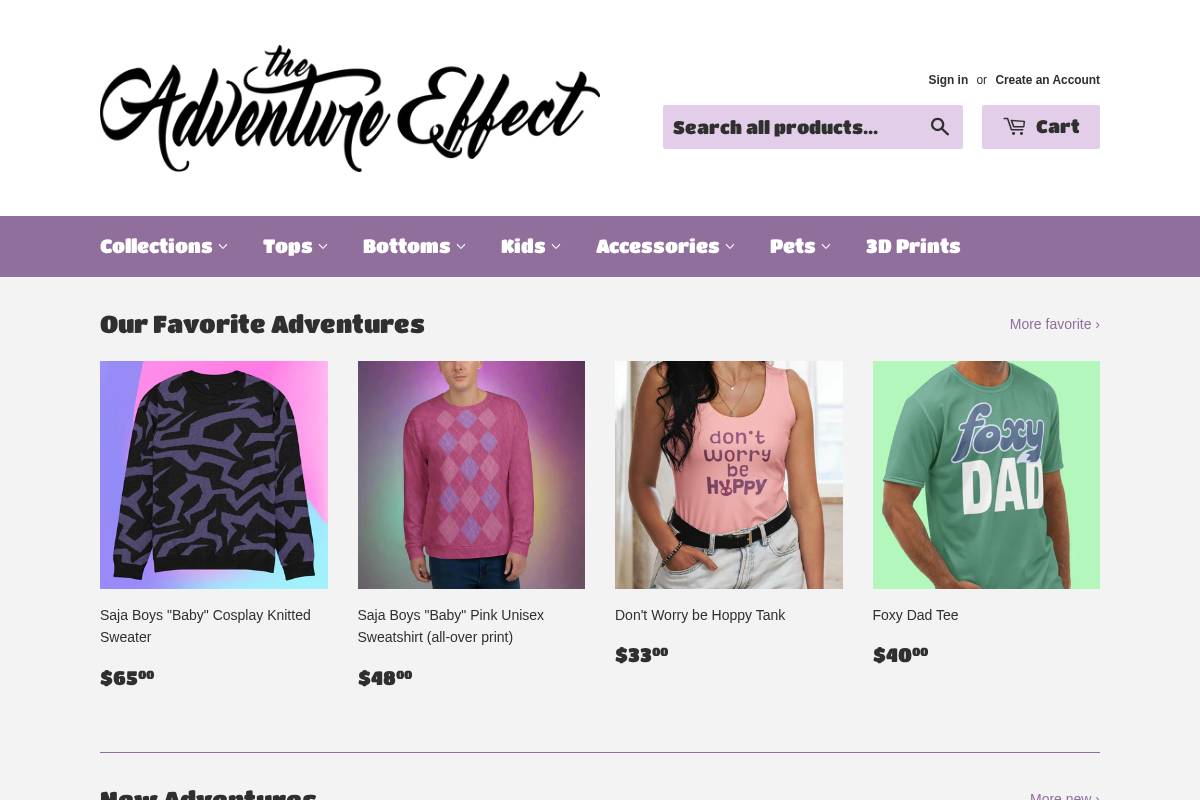 theadventureeffect.com homepage screenshot