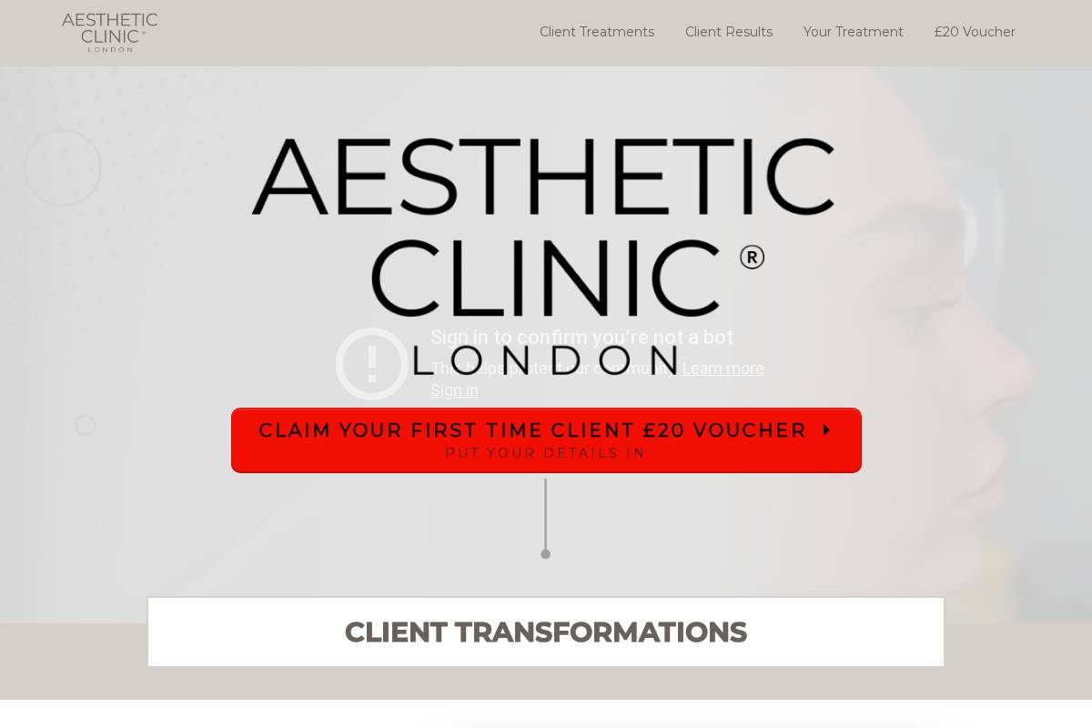theaestheticcliniclondon.com homepage screenshot