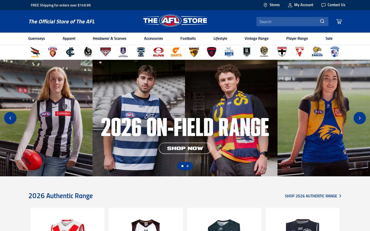 theaflstore.com.au homepage screenshot