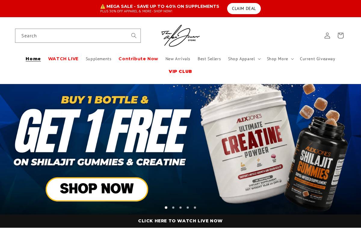 Thealexjonesstore homepage screenshot