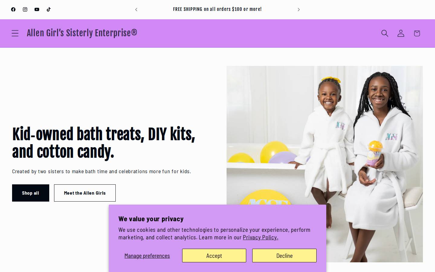 theallengirls.org homepage screenshot