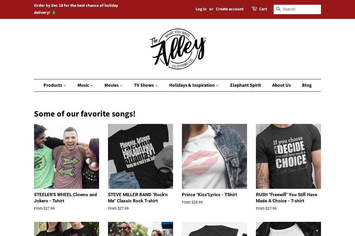 thealleyclothingco.com homepage screenshot